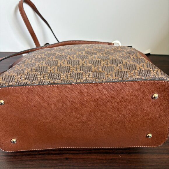 Karl Lagerfeld Paris Brown Monogram Large Paris Suki Tote Purse - Picture 6 of 16